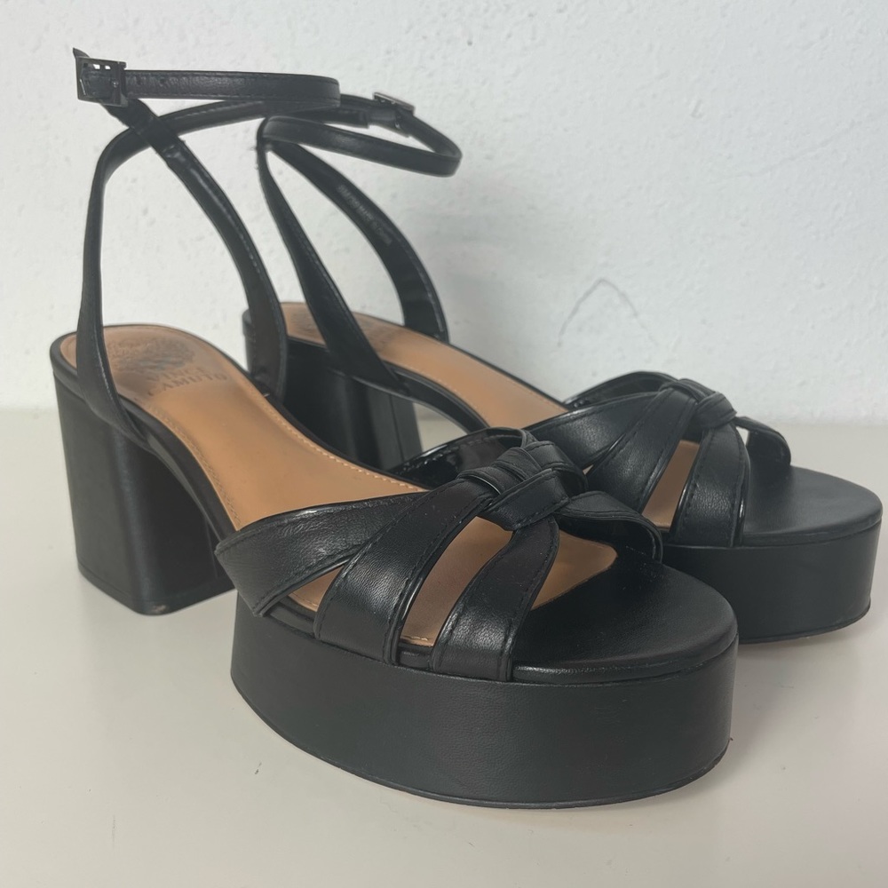 Black Platform Strappy Sandal Heels